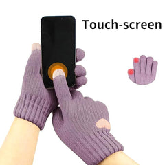 BananaHome Thermal Winter Gloves Fleece Lining Touch Screen Knit Stretchy Warm Gloves Cold Weather Gloves for Running Cycling Riding for Women - Purple