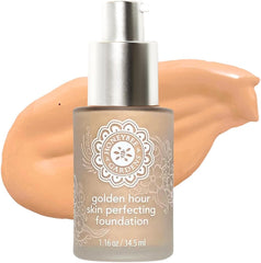 Honeybee Gardens Golden Hour Skin Perfecting Malibu (medium shade great for olive or Mediterranean skin tones) Liquid Foundation | Luxurious Golden Hour Radiance, 34.5ml/1.16 fl oz