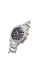 GUESS US Men's Silver-Tone Cut-Through Multifunction Watch