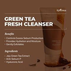 ISNTREE Green Tea Fresh Cleanser 120ml 4.06 fl.oz Mild Face Cleanser | Korean Skin Care for Oily Combination Skin moisture barrier oil moisture balance