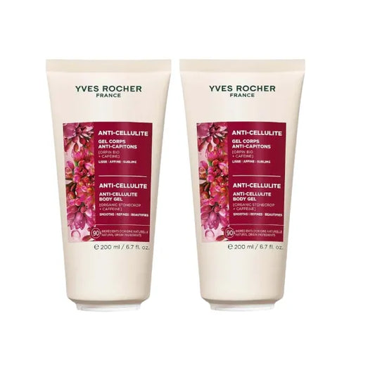 Yves Rocher Anti-Cellulite Moisturizing Gel Firmness Moisturizing Toning Skin Care Hydrating Body Moisturizer Set of 2 - 200ml / 6.7 fl oz
