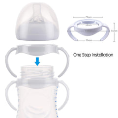 X spring Baby Bottle Handles, 6 Pack Baby Bottle Holder for Baby, Dishwasher Safe, Non-slip Easy Grip Bottle Handles for Philips Avent Natural Baby Bottles and Avent Bottle Holder for Baby(White)