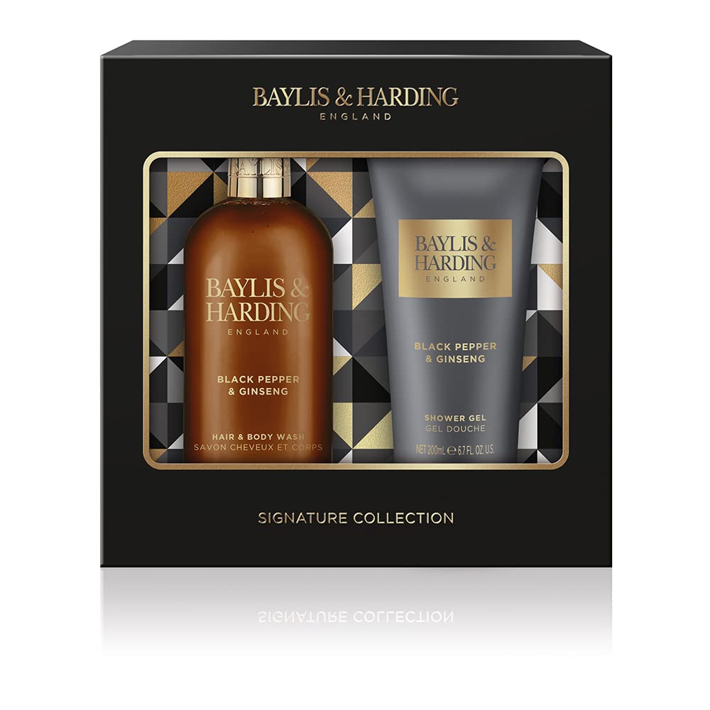 Baylis & Harding Black Pepper & Ginseng Men's Luxury Bathing Duo Gift Set - Vegan Friendly (Pack of 1)
