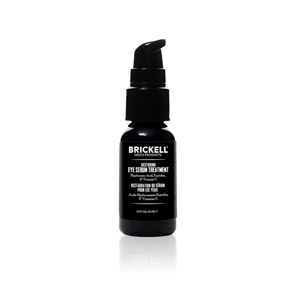 Brickell Men's Dark Circle Under Eye Treatment Serum For Men, Natural and Organic Eye Gel to Firm Men's Wrinkles, Reduce Dark Bags Under Eyes, and Promote Youthful Skin, 0.65 Ounce, Unscented