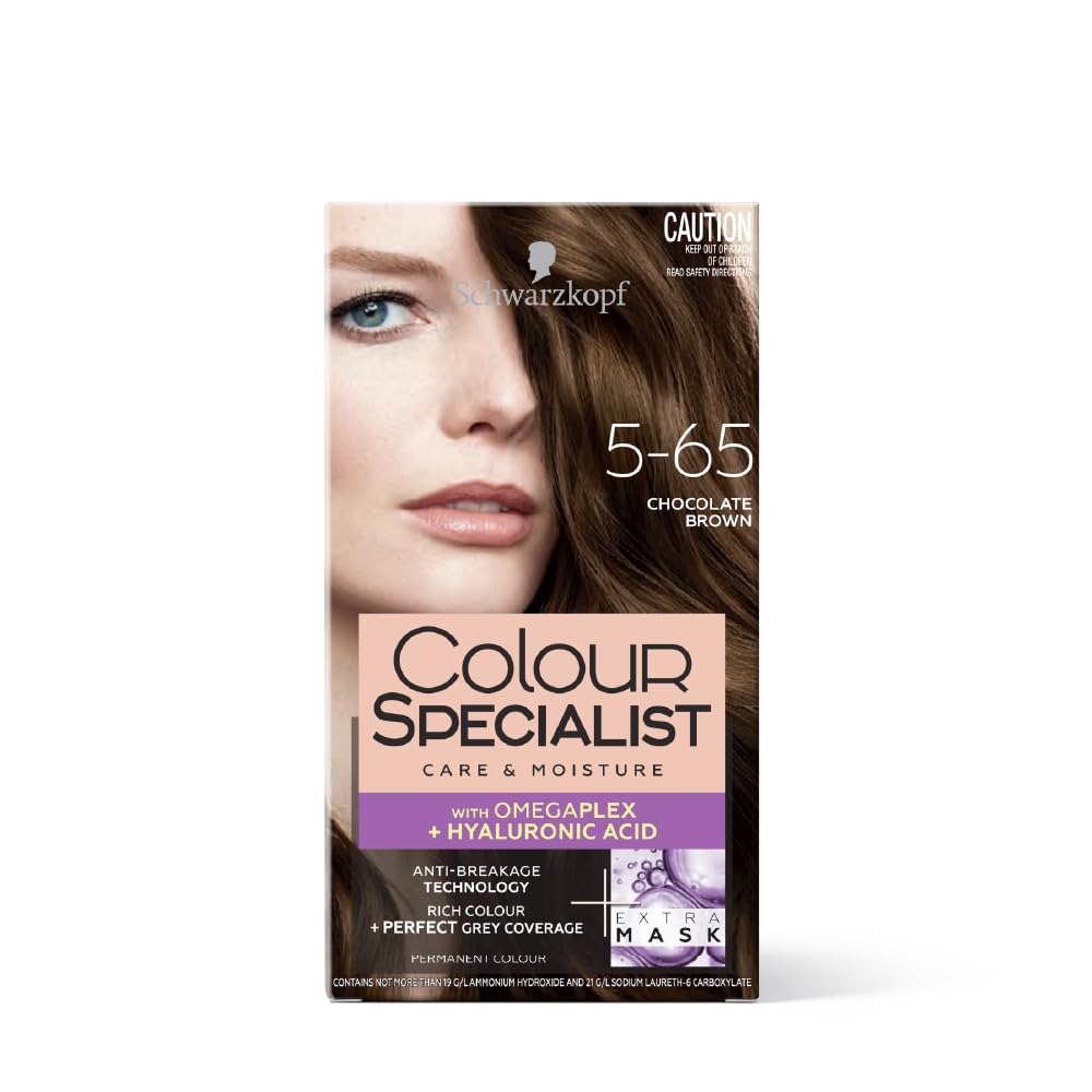 Schwarzkopf Color Specialist Permanent Hair Dye, First At-Home Hair Dye with Anti-Breakage Omega-Plex Technology, Powered by Hyaluronic Acid for Shinier Hair, 5.65 Chocolate Brown, 165 ml