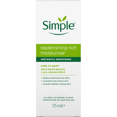 Simple Replenishing Rich Lotion Moisturiser with Pro-Vitamins B5 + E for Nourished, Healthier-Looking Skin 125 ml