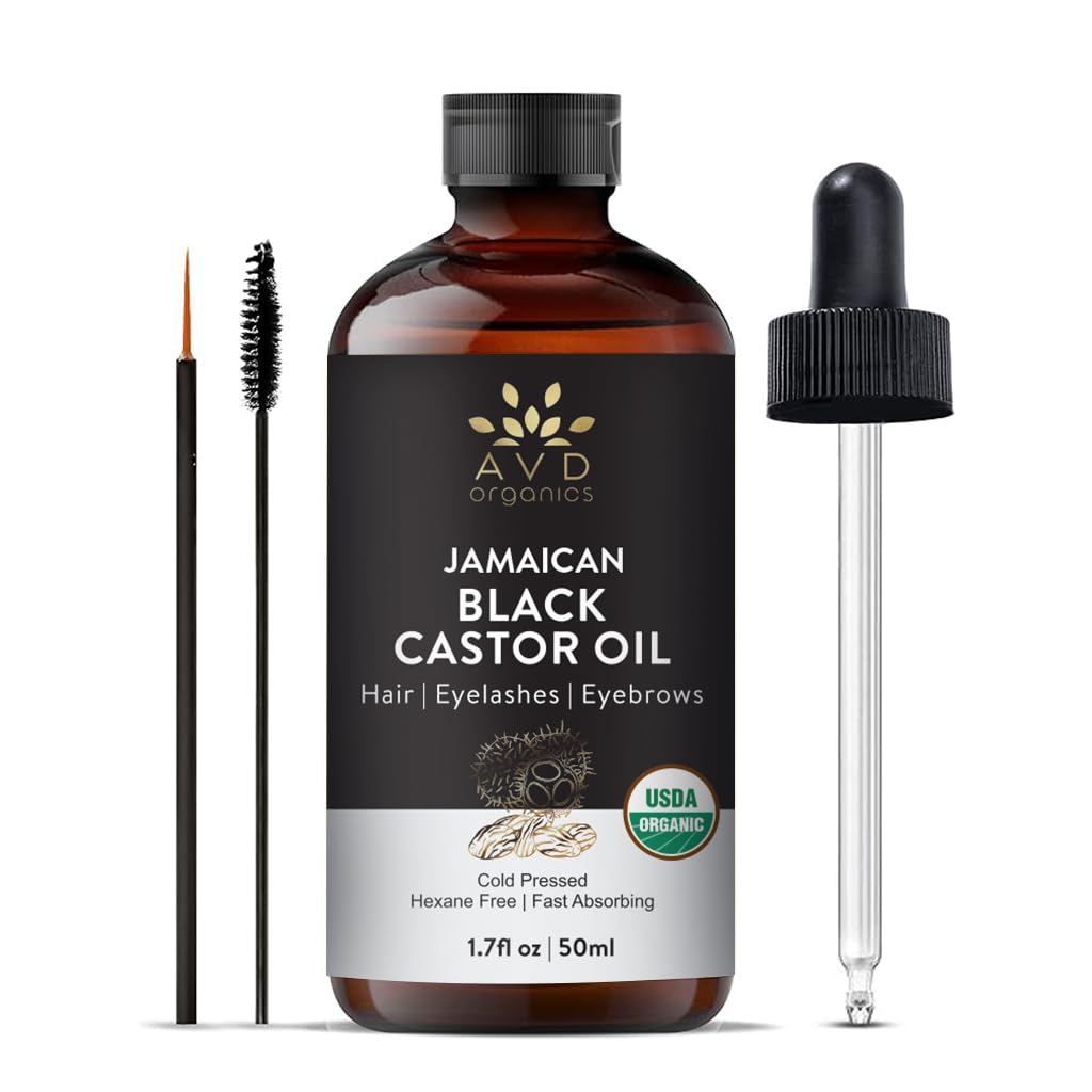 AVD Organics Jamaican Black Castor Oil | 100% Pure and Natural - Premium Grade Oil for Hair, Eyelashes and Eyebrows - Carrier Oil - Hair and Body Oil 50ML