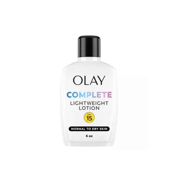 Olay Face Moisturizer, Complete with Sunscreen SPF 15, Daily Facial Lotion for Normal Skin, Lightweight Hydrating Broad Spectrum Sun Protection - Vitamin C, E, and Niacinamide - 6 Fl Oz (Pack of 2)