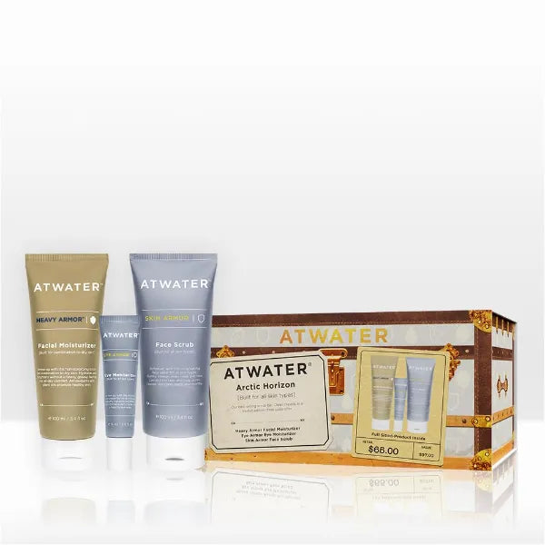 ATWATER Arctic Horizon Holiday 2025 Gift Set – Men’s 3-Piece Skincare Kit with Face Scrub, Eye Cream & Moisturizer, Limited-Edition Winter Hydration