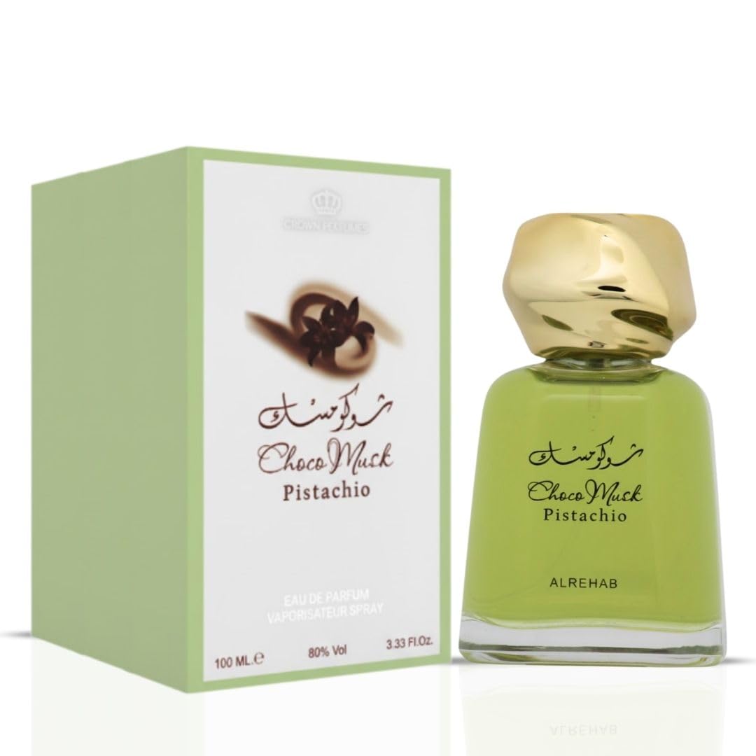 Al-Rehab Choco Pistachio Eau de Parfum Spray 100ml / 3.4 oz - Sweet, Nutty Gourmand Fragrance with Vanilla, Cacao & Pistachio