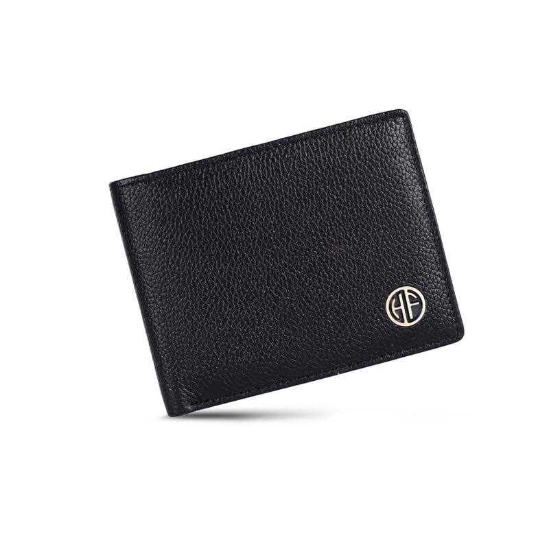 HAMMONDS FLYCATCHER Genuine Leather Wallet for Men, RFID Protected Leather Purse for Men, Money Purse for Men, Bi-Fold Wallet, 4 Card Slots, Coin Pocket, Hidden Pockets - Black