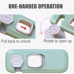 QYESWHSR 5 Pack Child Proof Refrigerator Lock, Fridge, Cabinets, Freezer Door Lock Apply to Max 1"(25mm) Sealing Strip for Toddlers and Kids, No Tools Need or Drill - Green Updated