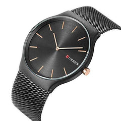 Curren 8256 Men's Sports Waterproof Stainless-Steel Strap Analog Display Wrist Watch - Black