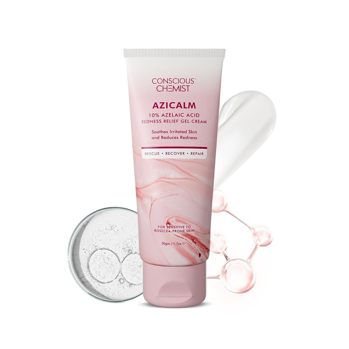 Conscious Chemist® 10% Azelaic Acid Cream | 50g | Face Cream, Redness Relief, Soothe Irritation & Inflammation, Acne Treatment, For Sensitive To Rosacea, Prone Skin & All Skin Types - Azicalm