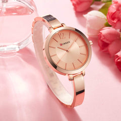 CURREN 9012 Women Watch Quartz Movement Wrist Watch Simple Causal Gift for Women - Gold
