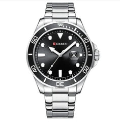 CURREN Men's Analog Watch Stainless Steel Case Black Dial Date Window Stainless Steel Bracelet