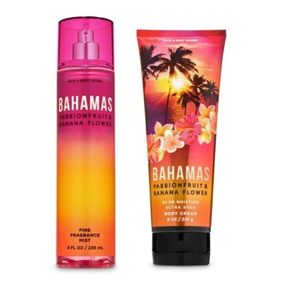 Bath & Body Works - Bahamas Passionfruit & Banana Flower - Fine Fragrance Mist and Ultra Shea Body Cream - Full Size –2020