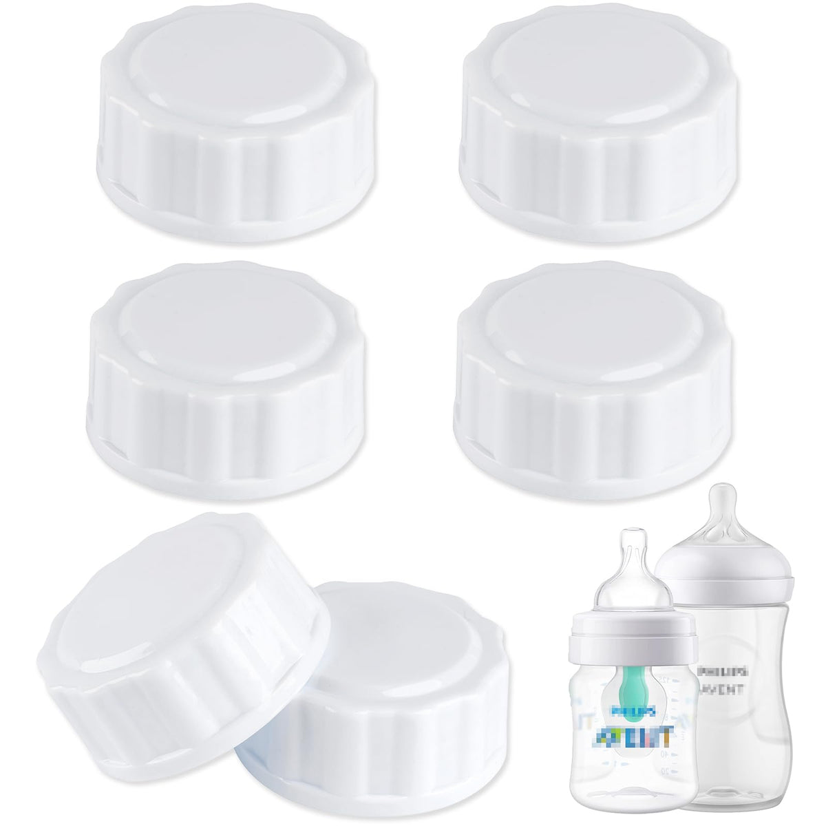 EESC2Y (6-PCs) Travel Bottle Caps Compatible with Avent Bottles, Bottle Lids Replacement