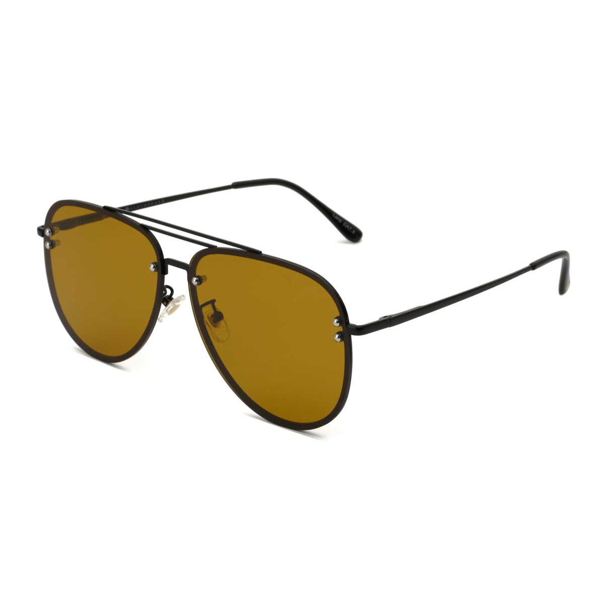 VIVIENFANG Premium Rimless Oversized Aviator Sunglasses for Women VF2203 - Black/Brown