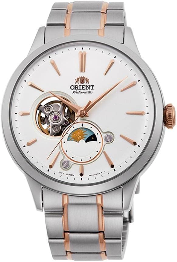 Orient Sun & Moon Watch Men's Automatic Hand Winding Elegant Steel or Leather Wrist Watch with Day and Night Function