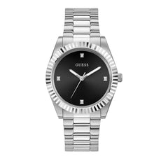 GUESS Stainless Steel Analog Black Dial Men's Watch-Gw0542G1, Band Color:Silver