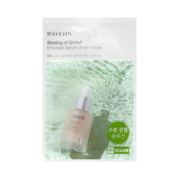 HAYEJIN Blessing of Sprout Enriched Serum Sheet Mask | Korean Face Mask w/Lotus, Sprouts & Centella Asiatica | Hydrating Face Masks | Beauty Serum Facial Masks (Pack of 5 Sheet Masks, 0.57 fl oz)