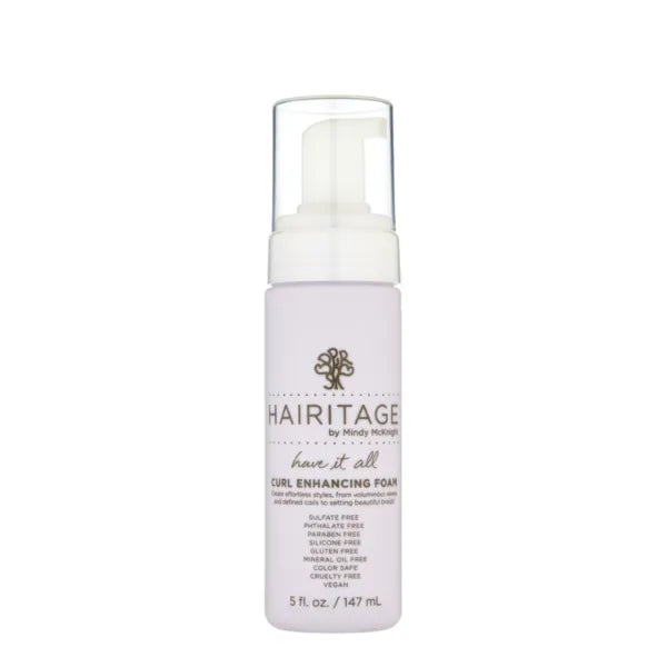 Hairitage Have It All Curl Enhancing Foam Mousse with Quinoa + Rice Protein for Frizz Control + Moisture - Lightweight Formula - Leaves Hair Full + Bouncy - Set Hairstyles + Curls, 5 oz
