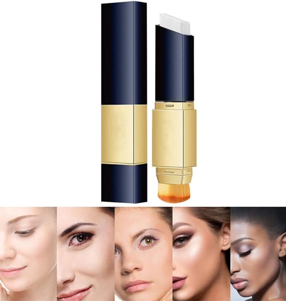 2 in 1 Foundation & Concealer Stick, Double-head Color-changing Moisturizing Stick, Face Foundation Concealer Stick, Moisturizing Foundation Stick Full Coverage with Brush (Ivory)