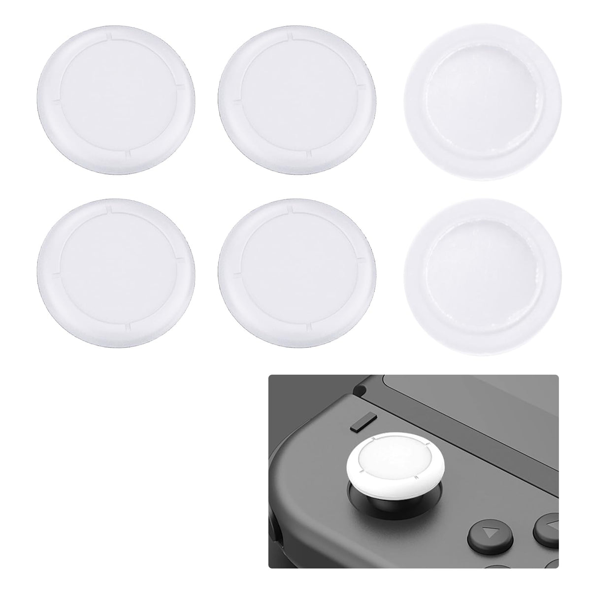 Goerpn 6 Pcs Replacement Joystick Covers for Nintendo Switch OLED Thumb Caps Grips Analog Thumbstick Replacement Caps for Nintendo Switch & Switch Lite Comfortable Joystick Covers for Gaming (White)