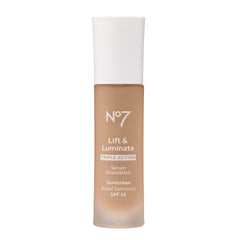 No7 Lift & Luminate Triple Action Serum Foundation - Latte - Medium-Buildable Coverage Foundation with Light Reflecting Particle & SPF 15 for Firmer, More Even Looking Skin (30ml)