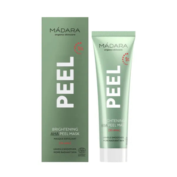 MÁDARA Organic Skincare | Brightening AHA Peel Mask, Exfoliating face mask with AHA fruit acids, Contains vitamin C and lactic acid, Face exfoliator for brightness and glow, Ecocert certified.