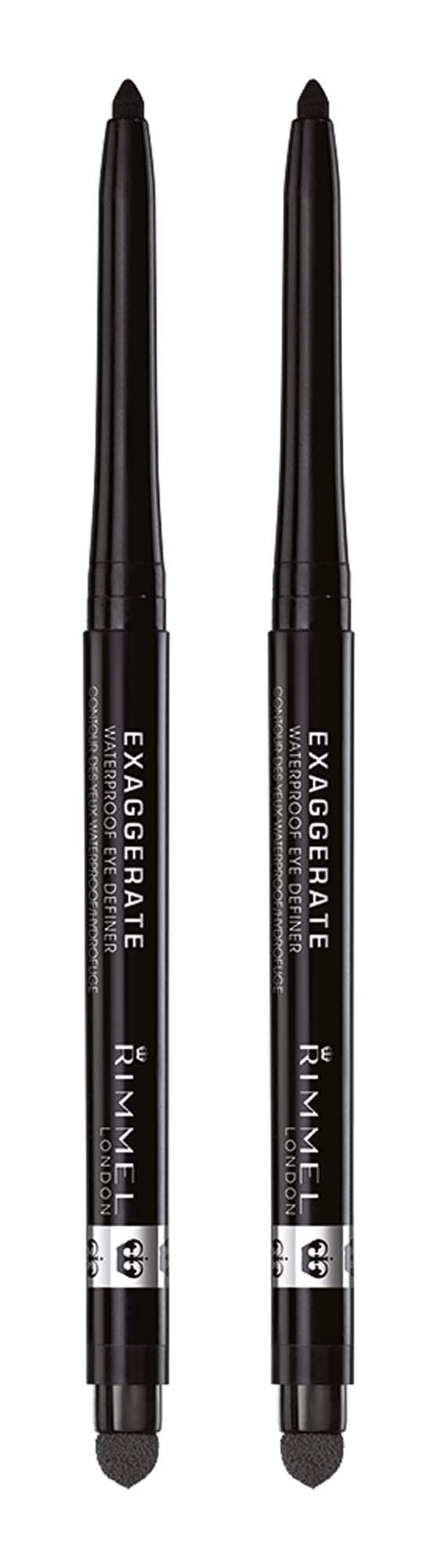Rimmel London exaggerate auto waterproof eye definer, blackest black, Pack of 2
