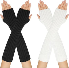 ChicAbode Arm Warmers, Winter Warm Gloves,Women Knitted Fingerless Gloves,Fashion Winter Long Fingerless Gloves Knit Mitten Gloves Arm Sleeves for Women with Thumb Hole
