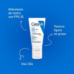 CeraVe AM Facial Moisturizing Lotion SPF 25, Day Face Moisturizer for Normal to Dry skin with Hyaluronic acid, UV protection and Ceramides Non-comedogenic, oil-free, Fragrance Free 1.75Oz, 52 ML