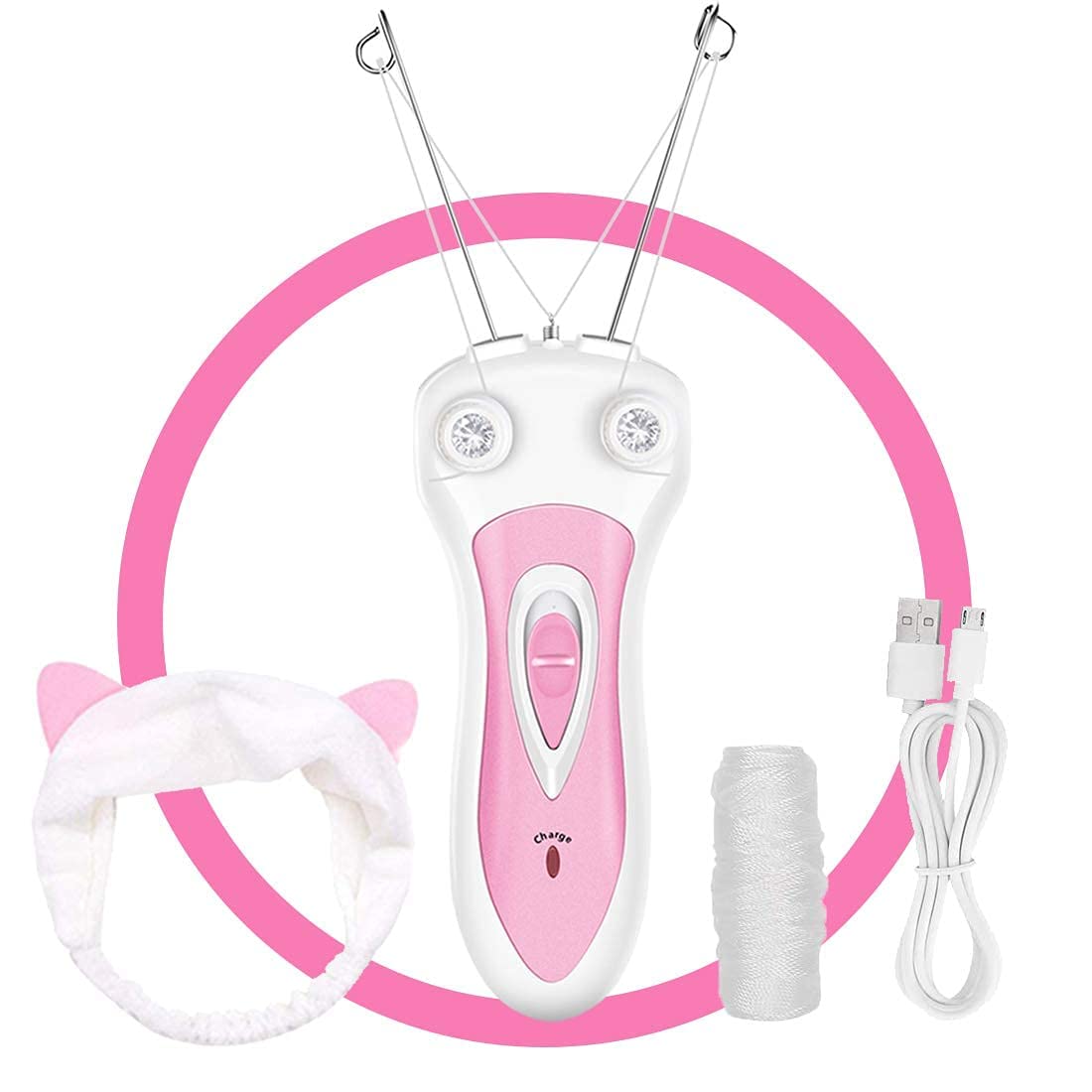 MAKINGTEC Ladies Facial Hair Remover, Facial Hair Remover for Women Electric Cordless Cotton Threading Epilator Lips Cheek Arm Leg Hair Removal Shaver Pull Faces Delicate Device Depilation