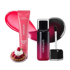 MILKTOUCH Summer proof Lip Combo Black Peel Off Lip Tattoo Black Cherry + Collagen Lip Balm Berry Tart