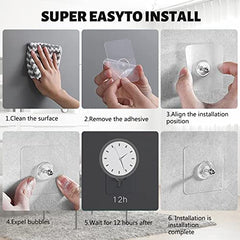 Rethan Adhesive Wall Hooks, 8pcs Heavy Duty Wall Hooks Self Adhesive Hook Strong Nail Transparent Screw Holder Self-Sticking Wall Hooks for Bathroom Kitchen Wall Hanging Ceiling, Screw Net Length 8mm