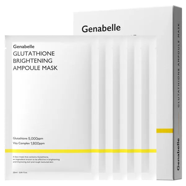 Genabelle Glutathione Ampoule Mask - Lightweight, Intensive Exfoliating, Firming, Hydrating, Moisturizing Mask Sheet 5pcs