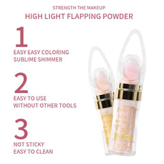 MAKINGTEC Highlighter Powder Stick, 3 Colors Fairy Highlight Patting Powder, Upgrade Shimmer Face and Body Highlighter Powder Stick, Body Brightens the Natural Three-dimensional Face Blusher