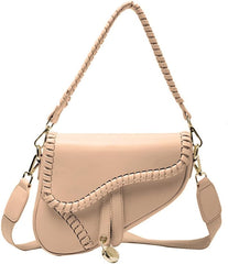 PURFANREE Women Trendy Saddle Shoulder Bag Clutch Purse Underarm Handbag Satchel HandBag Crossbody Bag - Khaki