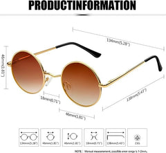 KANASTAL Hippie Round Polarized Sunglasses for Women Men, Small Circle Sun Glasses Classic Vintage Retro Shades Metal Frame UV400 Protection