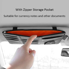 CLOUDFOUR Car Sun Visor Organizer, Car Storage, Travel Document Holder Car Accessory Storage for Cash, Cards, Keys, Pen, Sunglasses. (Black)