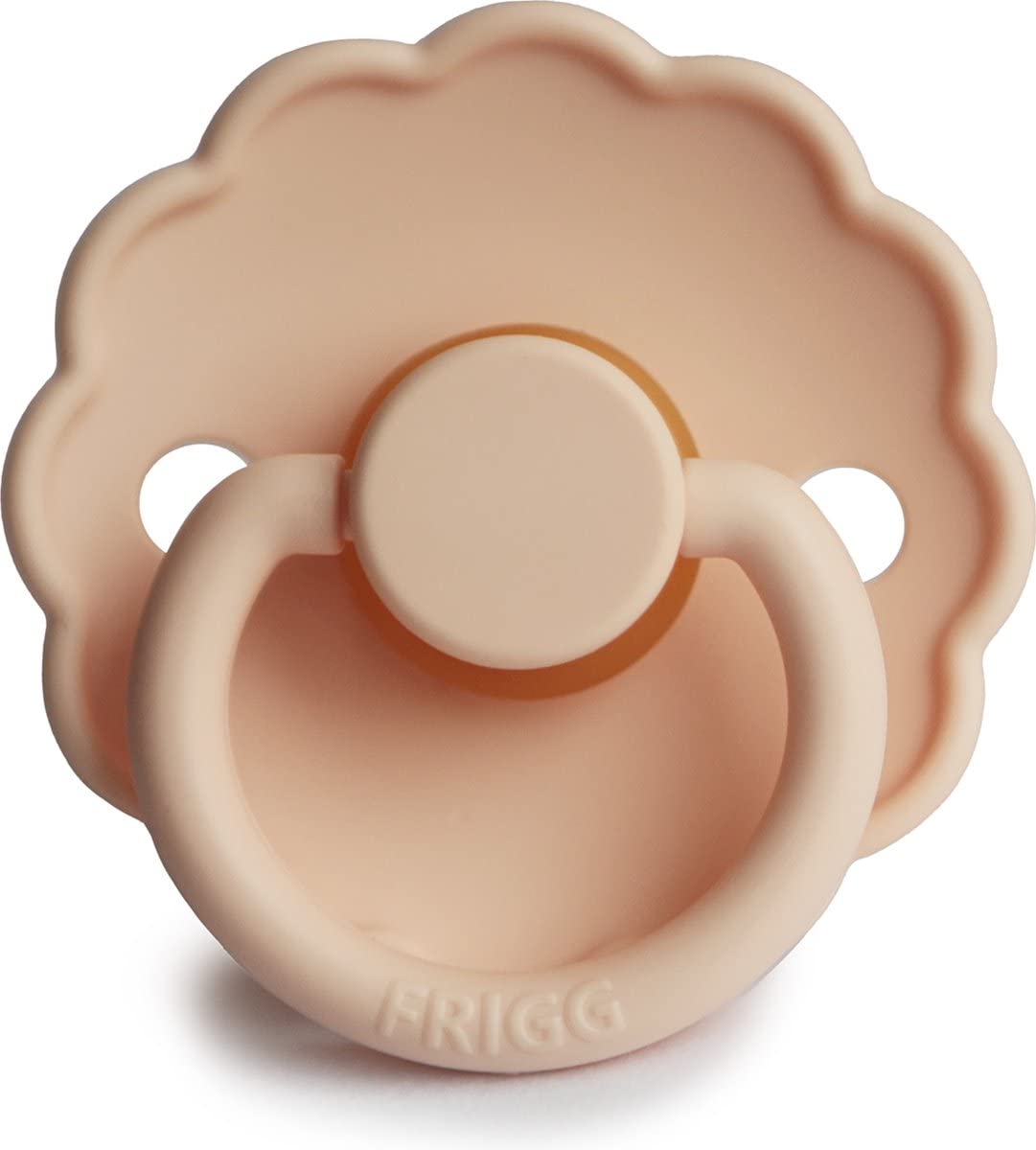 FRIGG Daisy Latex Pacifier 6-18 Months | Soothing Comfort Pacifiers with Click-Lock System | 1 Pack Natural Rubber Soothers | Food Safe with Timeless Elegance — Pink Cream