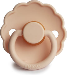 FRIGG Daisy Latex Pacifier 6-18 Months | Soothing Comfort Pacifiers with Click-Lock System | 1 Pack Natural Rubber Soothers | Food Safe with Timeless Elegance — Pink Cream