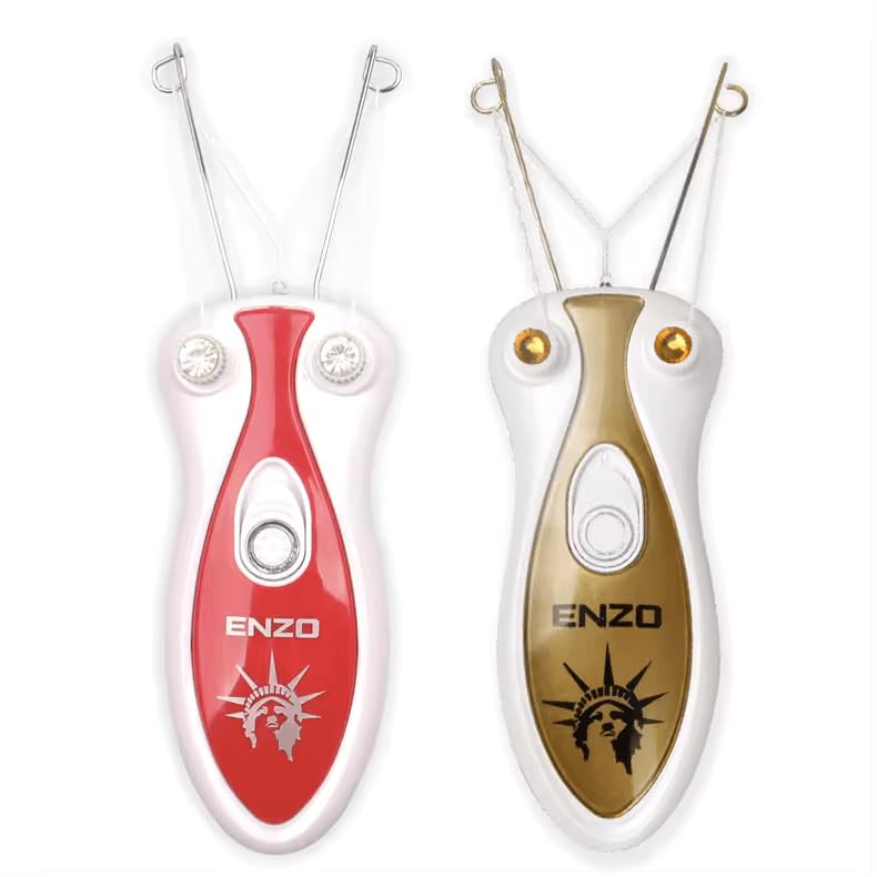 ENZO EN-6088 Facial Epilator - Precision Hair Removal for Women, Rechargeable and Portable with Gentle, Effective Results-Intl Version (RED)