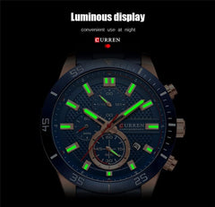 CURREN 8417 Men's Wristwatch Chronograph Waterproof Brand Luxury Sports Military (BLUE)