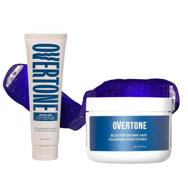 Overtone Semi-Permanent hair Dye & Daily color Depositing Conditioner, Refresh Color & Prevent Fading, Vegan & Cruelty-Free, Indigo Iris