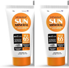 Venusia Mineral sunscreen SPF 65 PA++++ Full spectrum protection |UVA, UVB, Blue light protect I with Anti-oxidant I Sweat & water resistance |for all skin types |50 g x Pack of 2