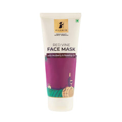 Pilgrim Anti Ageing Red Vine Face Pack & Mask Paste with Mulberry Extracts & Rosehip Oil for Glowing Skin, De-Tan, Dark Spots, Blackheads Removal, 100g