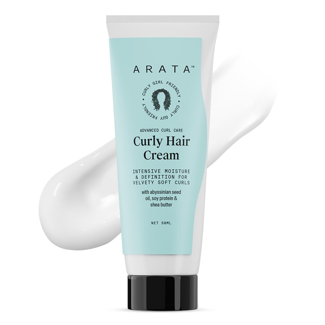 Arata Advanced Curl Care Curly Hair Cream For Velvety Soft Curls | Intensive Moisture, Curl Definition & Plant-Based Styling | Abyssinian Seed Oil, Soya Protein & Shea Butter - 50 ML